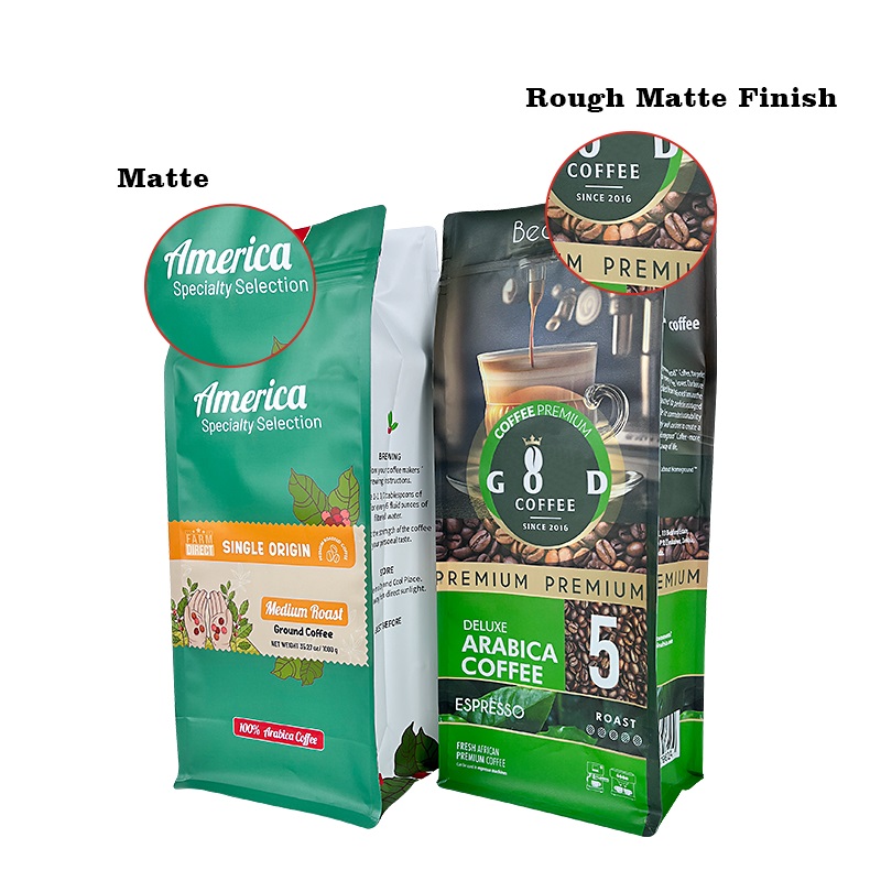 kraft compostable flat bottom coffee bags nga adunay balbula ug zipper para sa coffee beantea packaging (3)